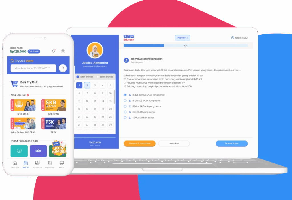 Simulasi CBT di BTW Edutech untuk kompetisi akademik